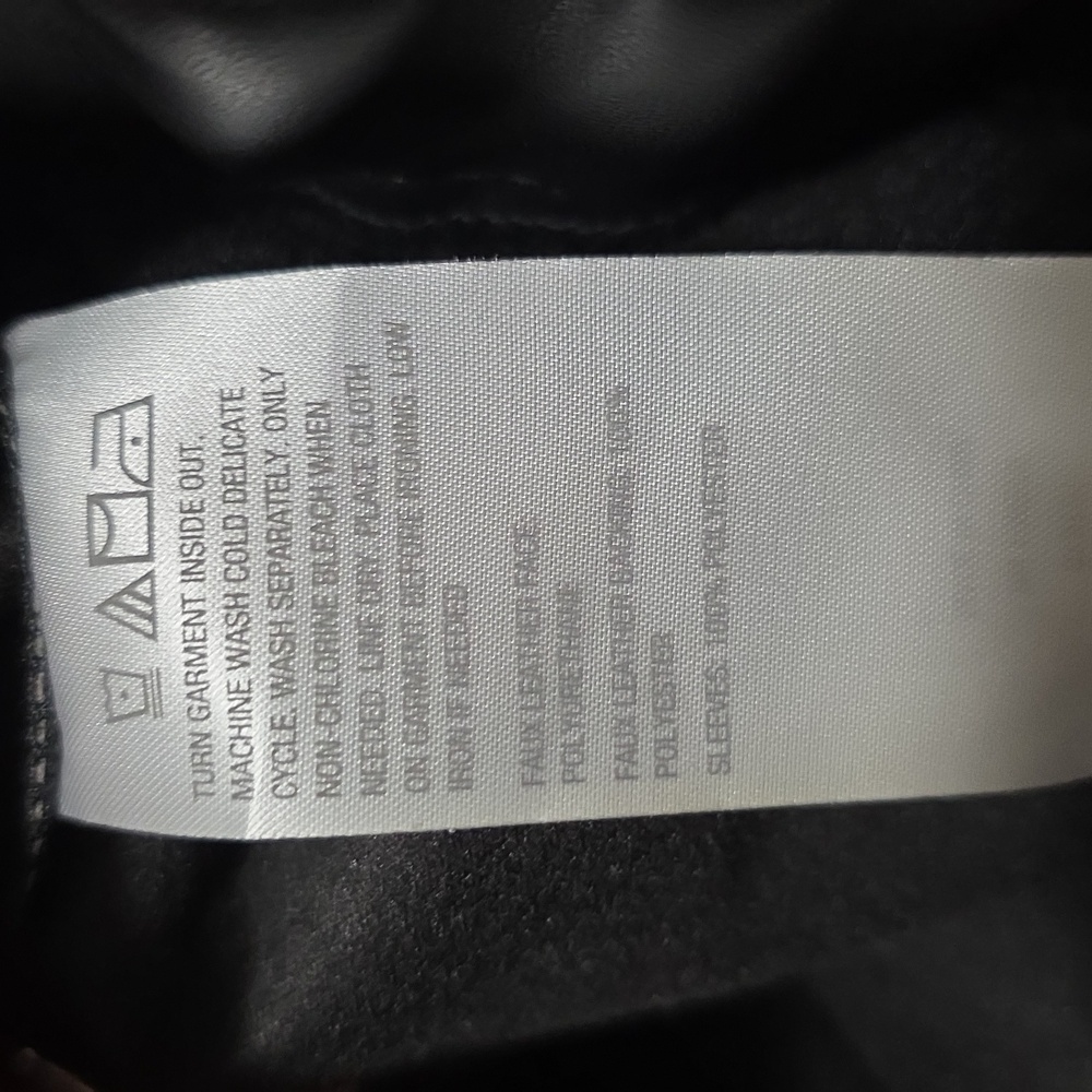Colleen Lopez Sequin Sleeve Faux Leather Bomber Jacket Coat Small Black - Picture 8 of 9